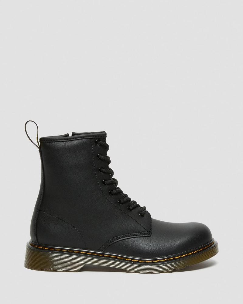 Kids' Dr Martens Youth 1460 Softy T Leather Lace Up Boots Black | AU 715MQZ